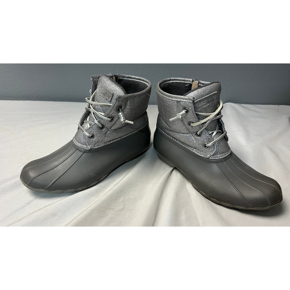 Sperry Top-Sider Saltwater Metallic Grey Silver Duck Boots STS80772 Womens 9.5 - Picture 4 of 13